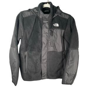 The North Face Jacket Teen Boy XL Black Forrest Fleece Mashup Snap Hideaway Hood